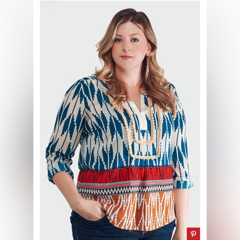 Maeve Anthropologie Rohana Embellished Henley Sheer Blouse (4) - Picture 2 of 7